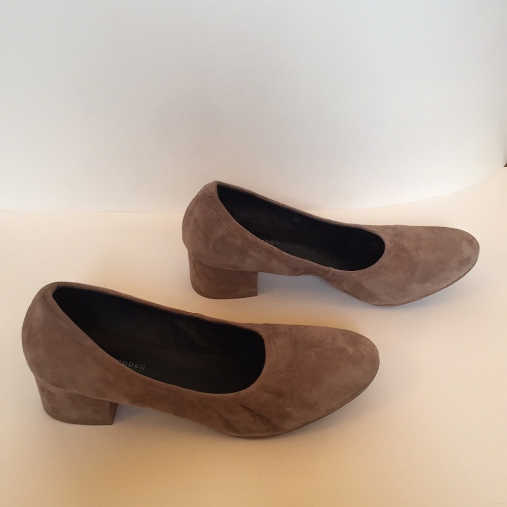 Jeffrey Campbell “Bitsie Heel” in Beige Suede